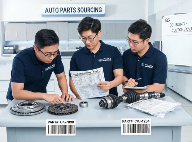 NTN parts team reviewing clutch and CV joint sourcing notes